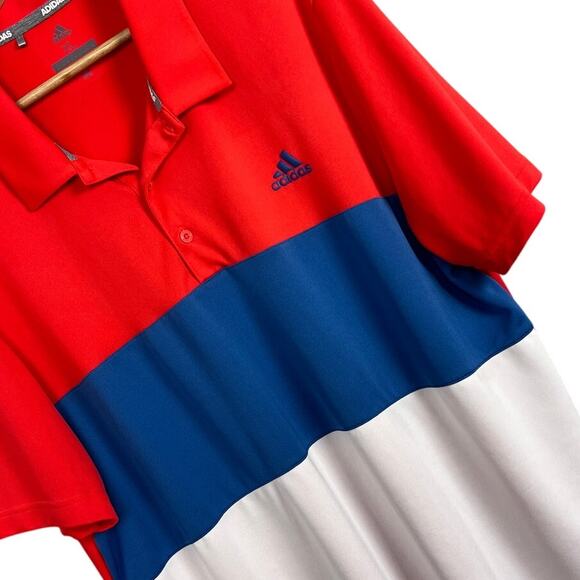 Adidas Golf Men's XL Polo‎ Shirt Performance Colorblock Athletic Patriotic USA - Picture 1 of 9